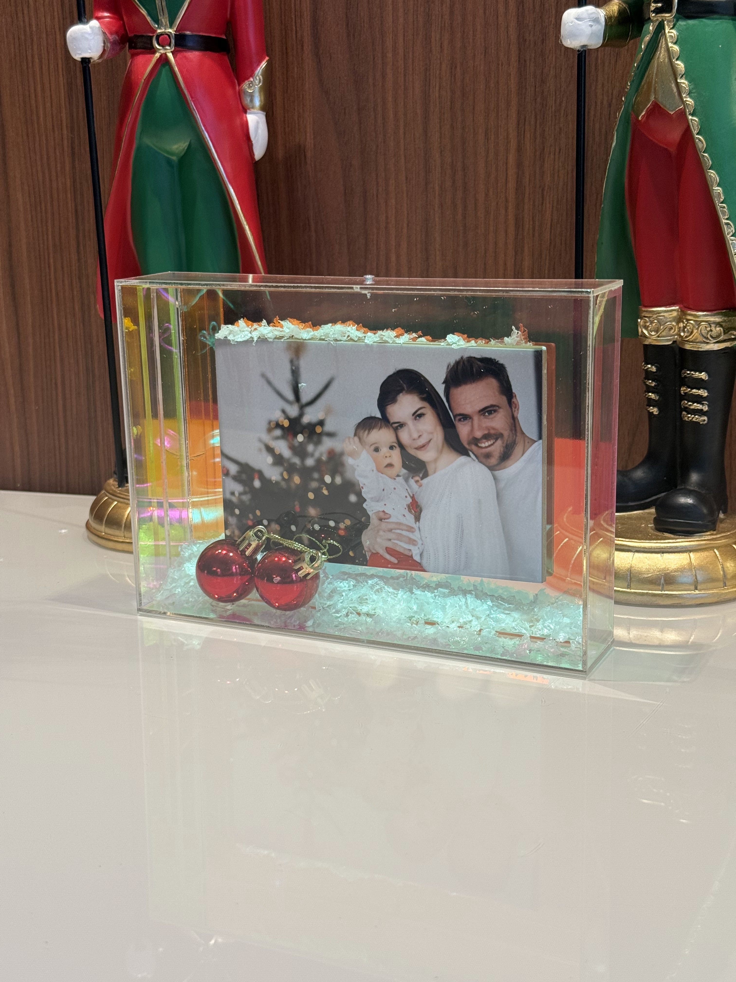 Porta retrato holográfico bolinha de natal